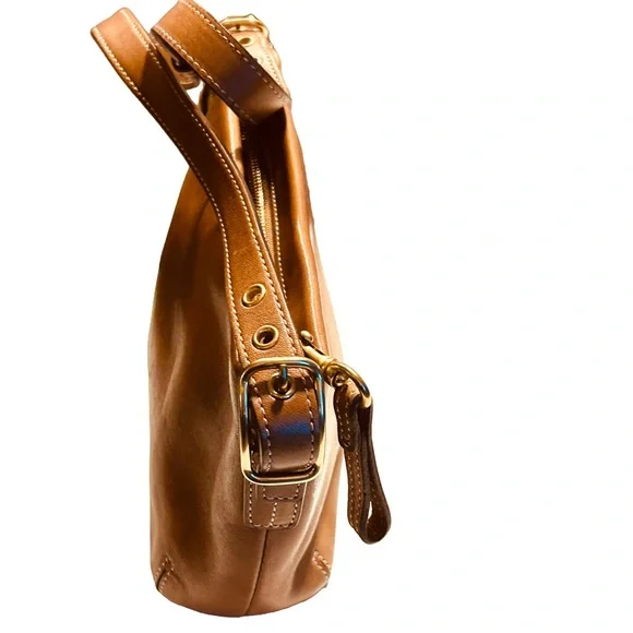 Vintage Coach British Tan Leather Mini Shoulder Bag Brass Hardware Collectible - Picture 5 of 8